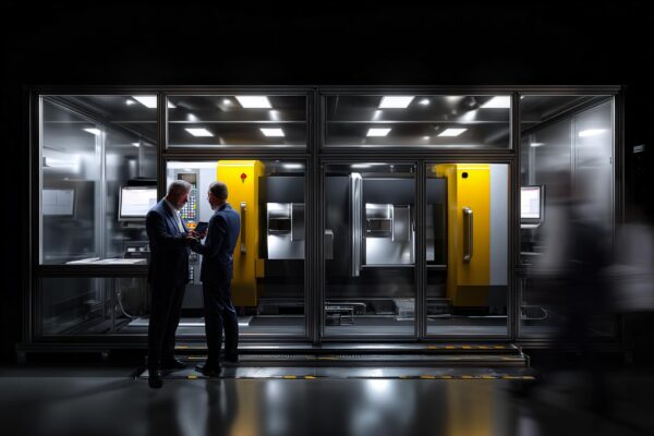 Cabina insonorizzata LPM attorno a macchinario industriale