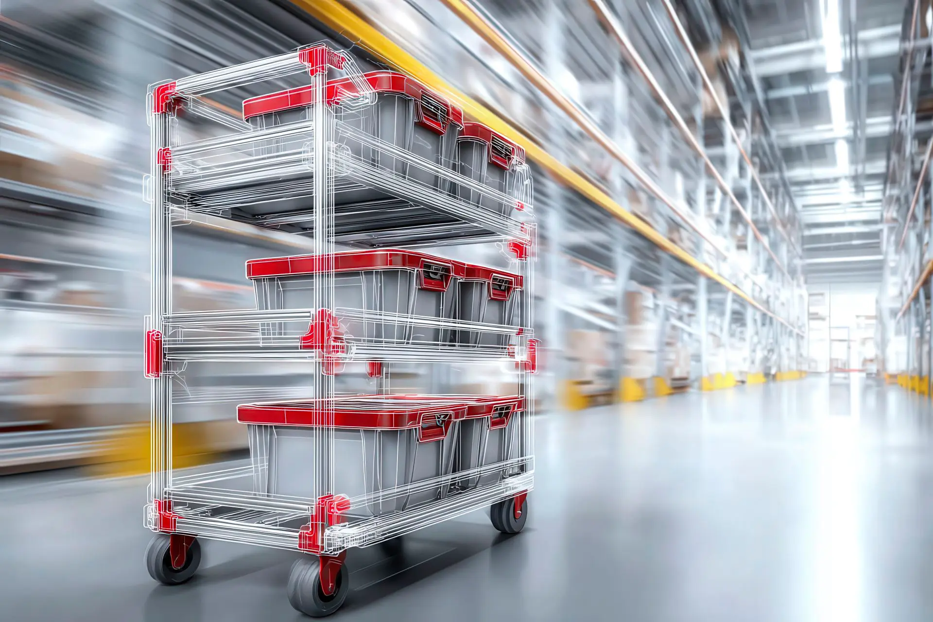 Carrello modulare per picking in alluminio strutturale in magazzino lean