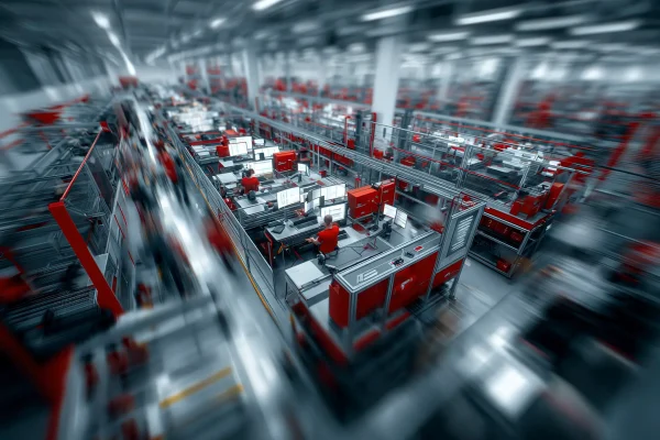 Linea produttiva lean con postazioni ergonomiche in alluminio strutturale LPM GROUP