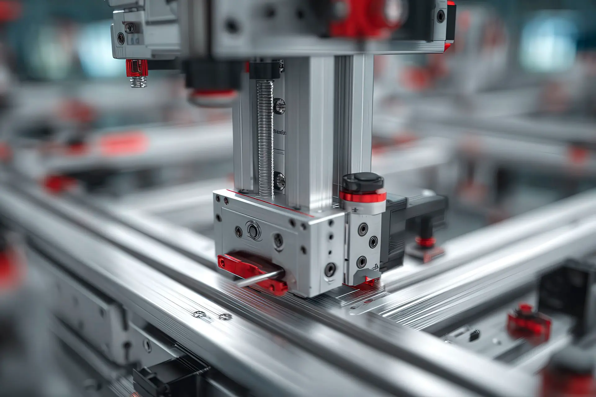 Postazione di assemblaggio ergonomica in alluminio strutturale con operatore in postura corretta