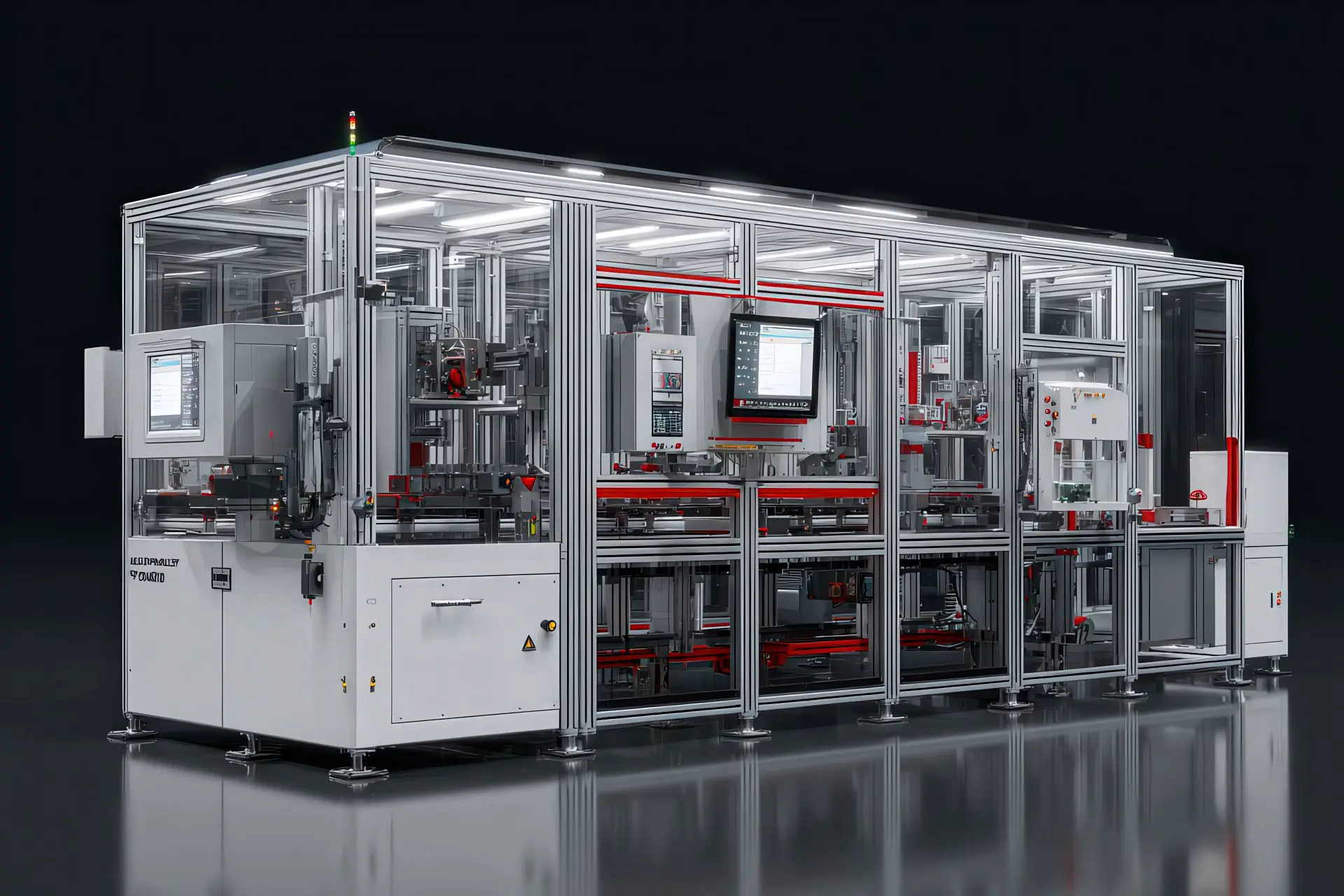 Sistema di protezione industriale con accessi rapidi per manutenzione e dettagli rossi LPM GROUP